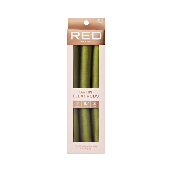 RED BY KISS Heatless Curling Silky Satin Flexi Rods Green