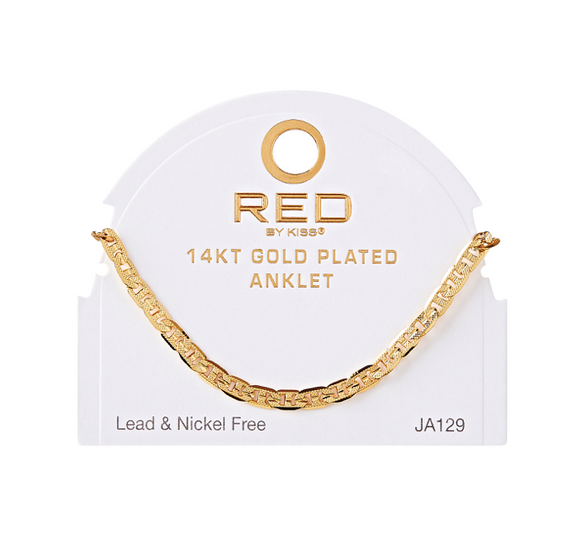 RED BY KISS 14 KT GOLD PLATED GLAM FAHION ANKLET ANCHOR TX 4.6 MM