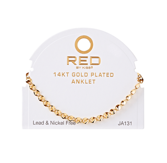 RED BY KISS 14 KT GOLD PLATED GLAM FAHION ANKLET KY ANCHOR 4MM