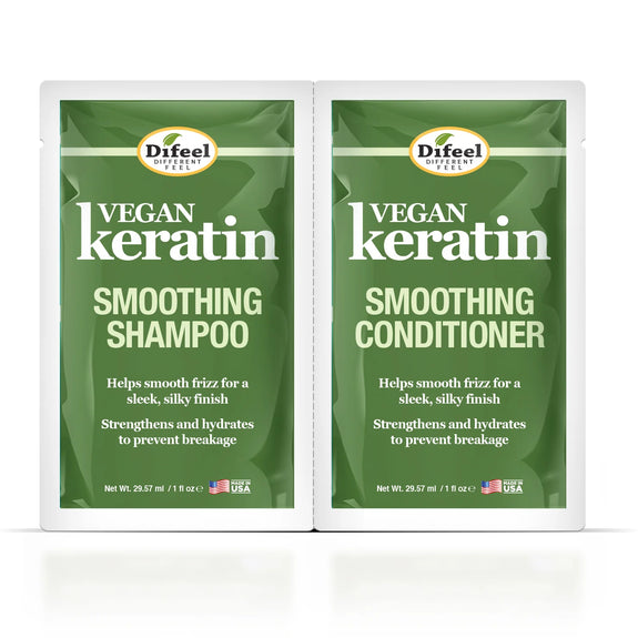 DIFEEL VEGAN KERATIN ANTI-FRIZZ SHAMPOO & CONDITIONER COMBO TRAVEL SIZED PACKET 2 0Z