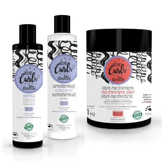 GRIFFUS LOVE CURLS Kit (2A-4C) Shampoo Conditioner Multifunctional Cream