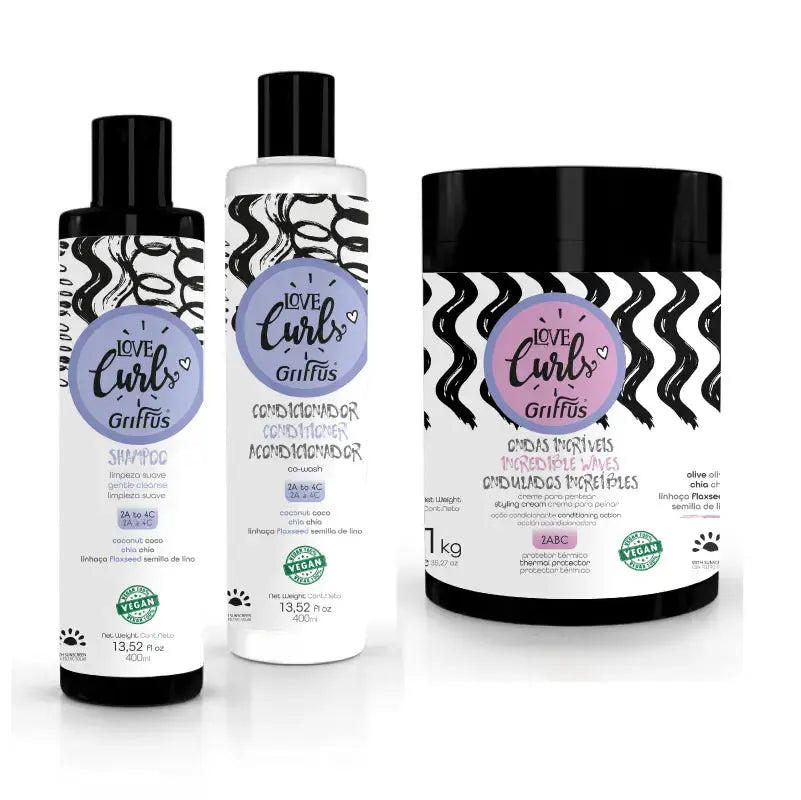GRIFFUS Kit (2ABC) Wavy Hair - Shampoo + Conditioner 400 ml + Leave-in ...