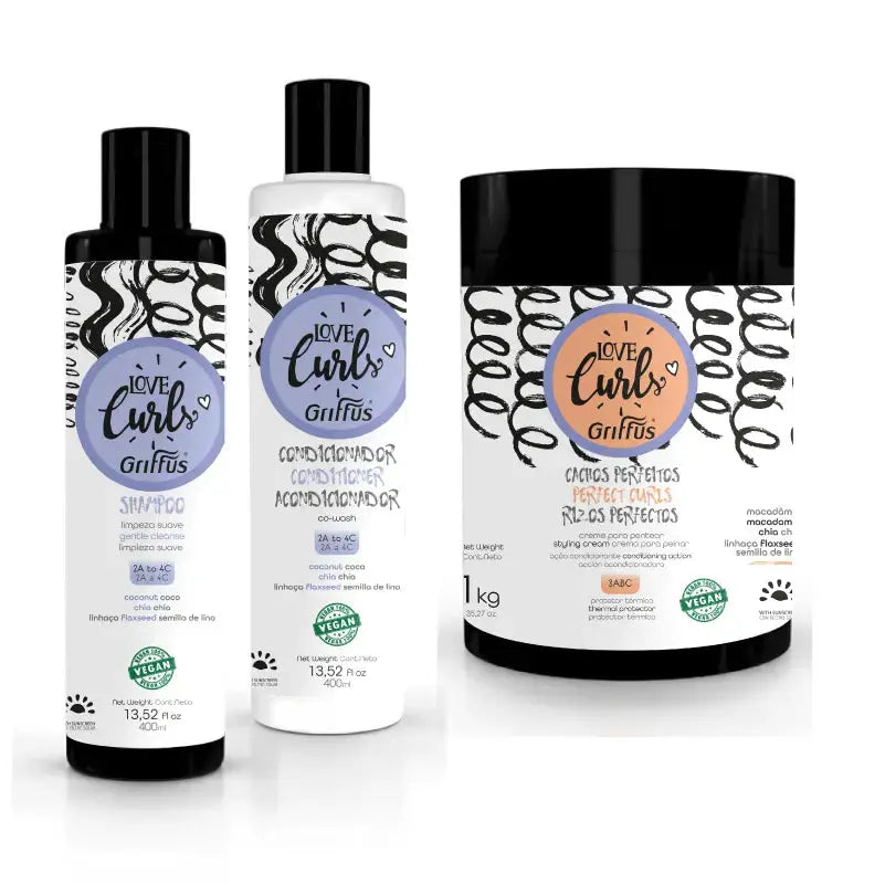GRIFFUS Kit (3ABC) Curly Hair - Shampoo + Conditioner 400 ml + Leave-i ...