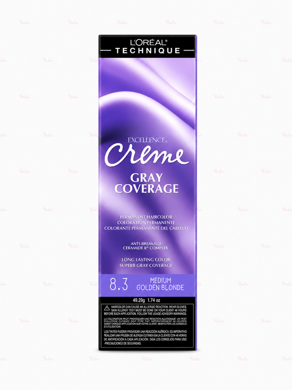 L’Oreal Technique Excellence Creme Gray Coveragre 8.3 Medium Golden Blonde Permanent Creme Hair Color 49.29g/1.74oz