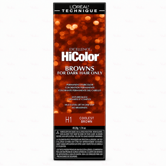 L’Oreal Technique Excellence Hicolor Browns H1 Coolest Brown Permanent Creme Hair Color 49.29g/1.74oz