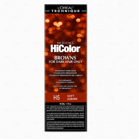 L’Oreal Technique Excellence Hicolor Browns H5 LSoft Auburn Permanent Creme Hair Color 49.29g/1.74oz