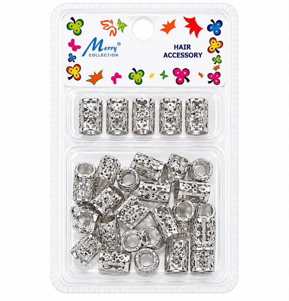 Murry Collection Silver Floral Beads & Braiding Cuffs