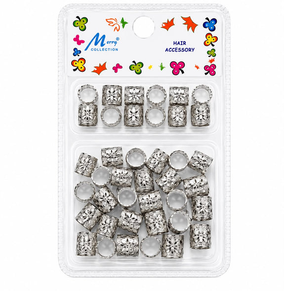 Murry Collection Silver Floral Beads & Braiding Cuffs