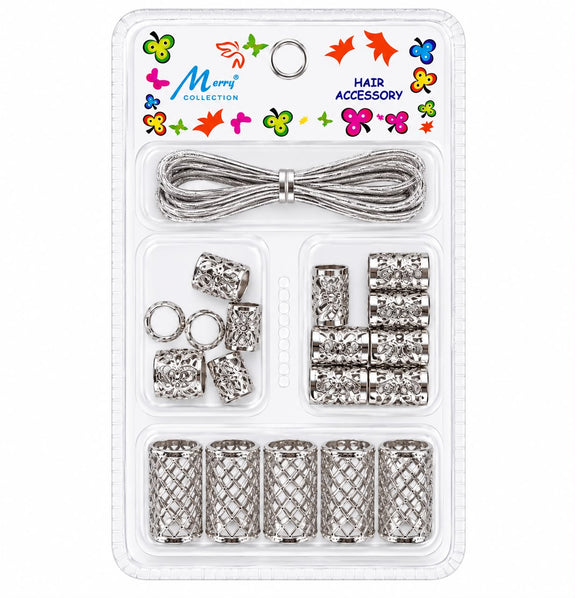Murry Collection Silver Metil Hair Beads & Styling Accessories Set