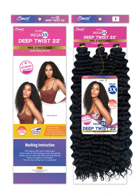 VIVITRESS DEEP TWIST BULK 22” HAIR FOR BRAIDING