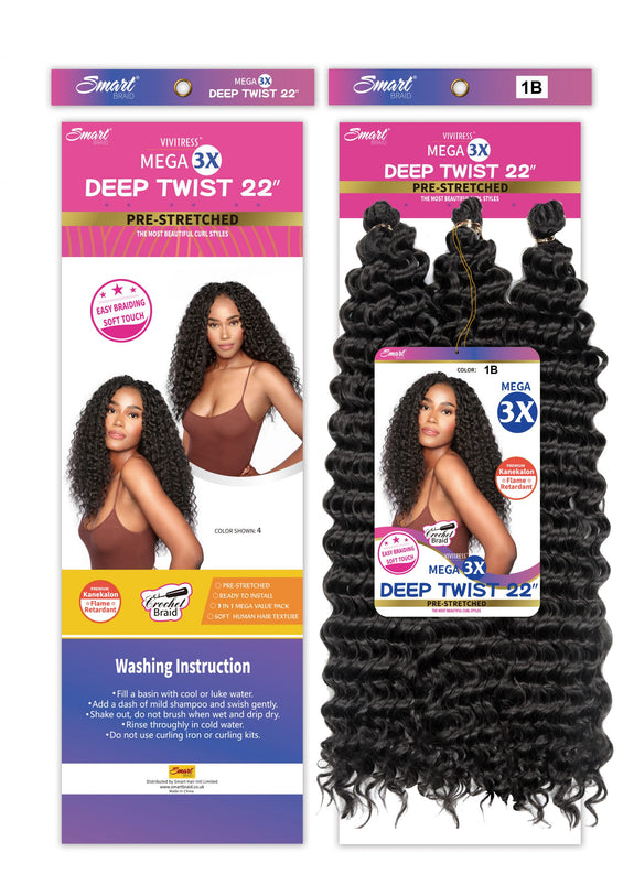 VIVITRESS DEEP TWIST BULK 22” HAIR FOR BRAIDING