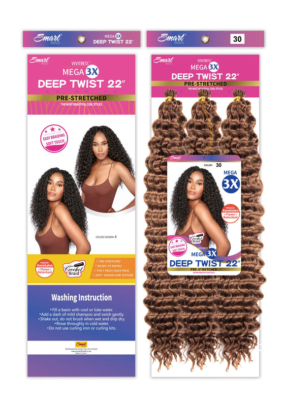 VIVITRESS DEEP TWIST BULK 22” HAIR FOR BRAIDING