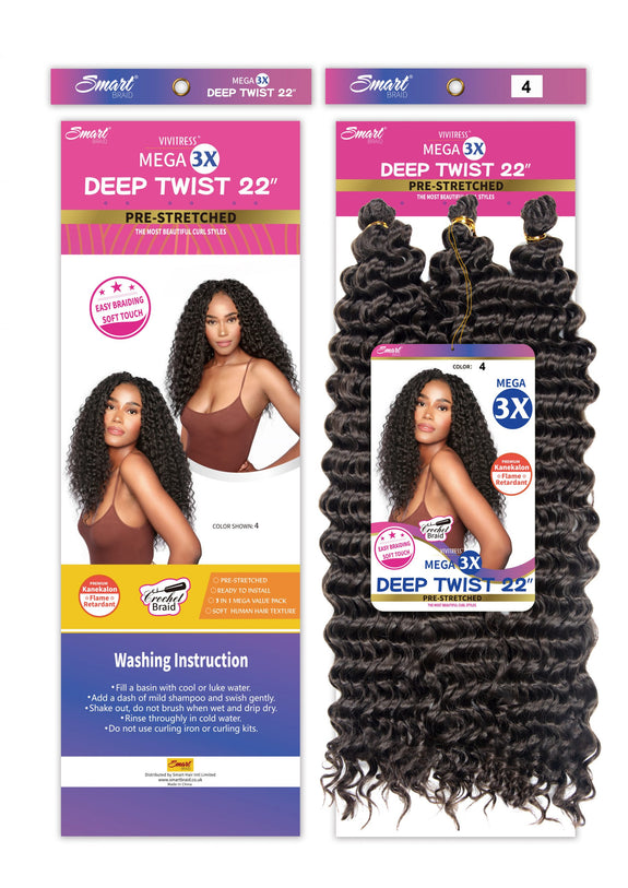 VIVITRESS DEEP TWIST BULK 22” HAIR FOR BRAIDING