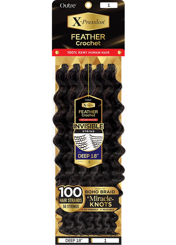 Outre X-Pression 100% Remi Human Hair Feather Crochet - Deep 18"