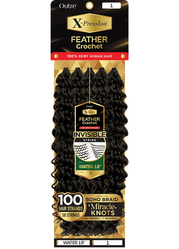 Outre X-Pression 100% Remi Human Hair Feather Crochet - water 18"