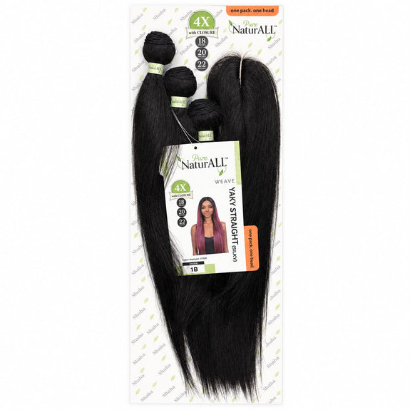 Pure NaturAll 4pcs Weave Silky Straight yaki I18"20"22"