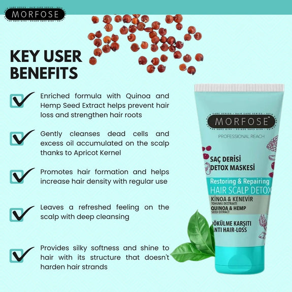 MORFOSE PROFESSIONAL REACH QUINOA & HEMP RESTORING & REPAIRING HAIR SCALP DETOX 100ML