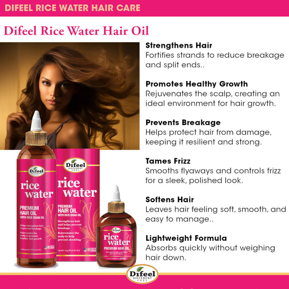 DIFEEL RICE WATER PREMIUM HAIR OIL 2.5 OZ.