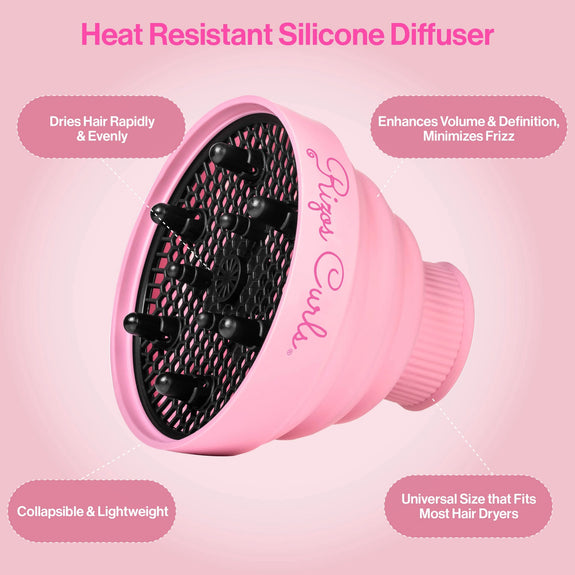 RIZOS CURLS  Pink Collapsible Hair Diffuser for Drying Curls