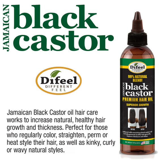 DIFEEL 99% NATURAL BLEND JAMAICAN BLACK CASTOR HAIR OIL 8 OZ.