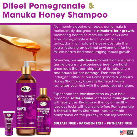 DIFEEL POMEGRANATE & MANUKA HONEY SULFATE-FREE SHAMPOO 74ML
