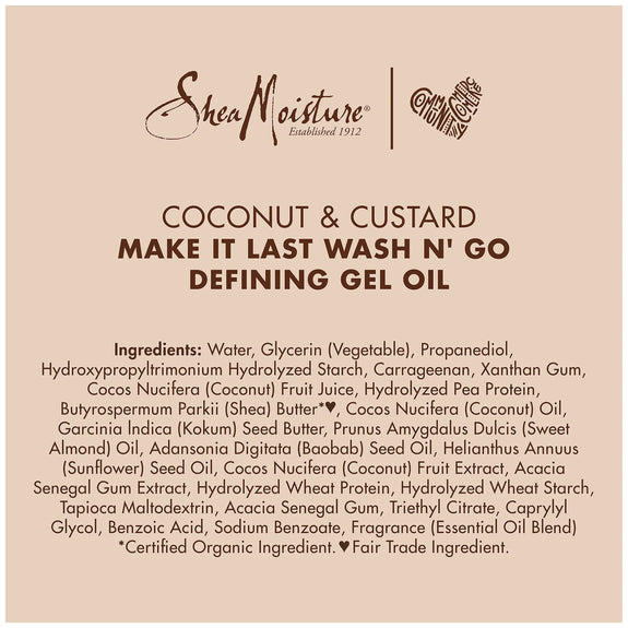 Shea Moisture Coconut Custard Make It Last Wash N' Go Defining Gel-Oil, 120Z