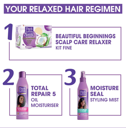 DARK & LOVELY BEAUTIFUL BEGINNINGS SCALP CARE NO LYE RELAXER KIT FINE KIT