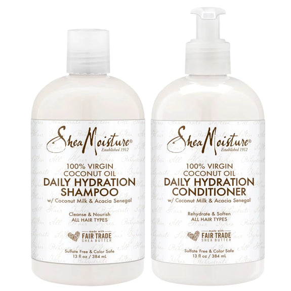 Shea Moisture 100% Virgin Coconut Oil Daily Hydration Shampoo & Conditioner | 13 fl. oz. Each