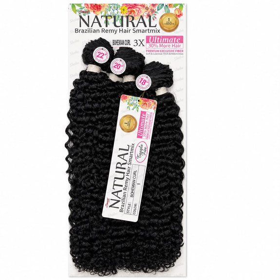Smart Natural Ultimate Premium Fiber Weave Super Soft Bohemian Curl 3X Bundle