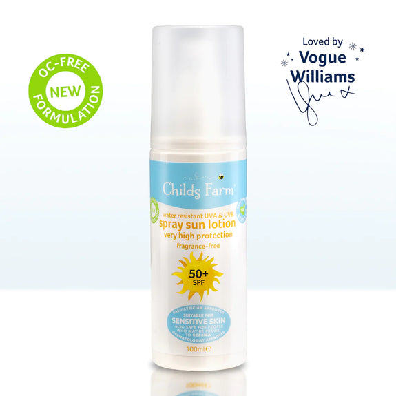 CHILDS FARM 50+ SPF sun lotion spray FRAGRANCE-FREE-50ml