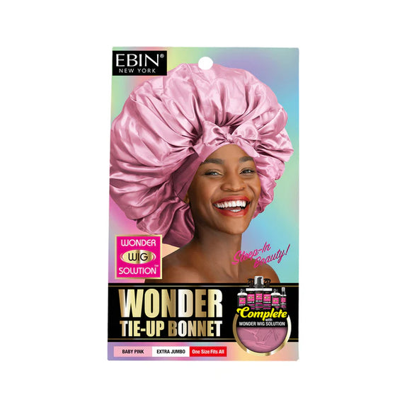 Wonder Wig Tie-Up Bonnet - Baby Pink