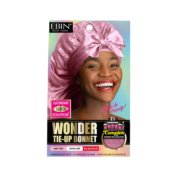 Wonder Wig Tie-Up Bonnet - Baby Pink