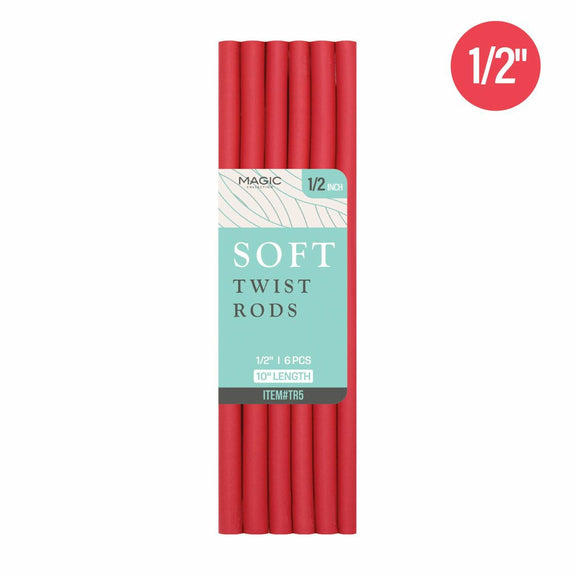 MAGIC COLLECTION Twisted Foam Hair Roller (1/2") - 6 pcs[RED]