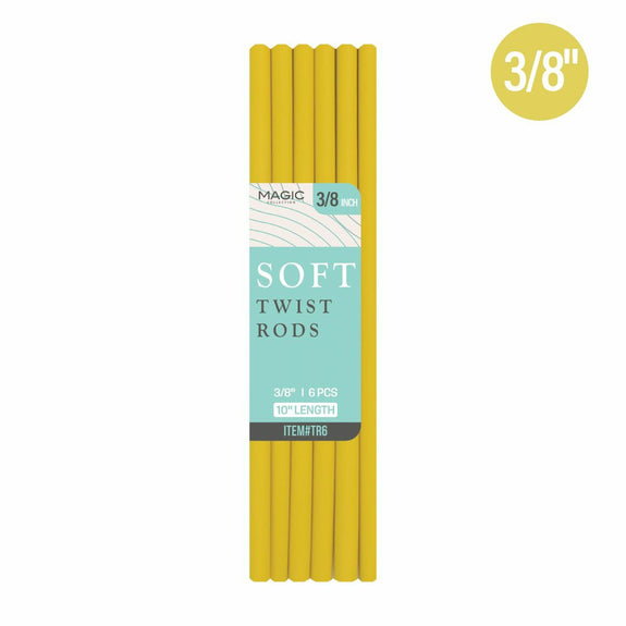 MAGIC COLLECTION Twisted Foam Hair Roller (3/8") - 6 pcs[YELLOW]