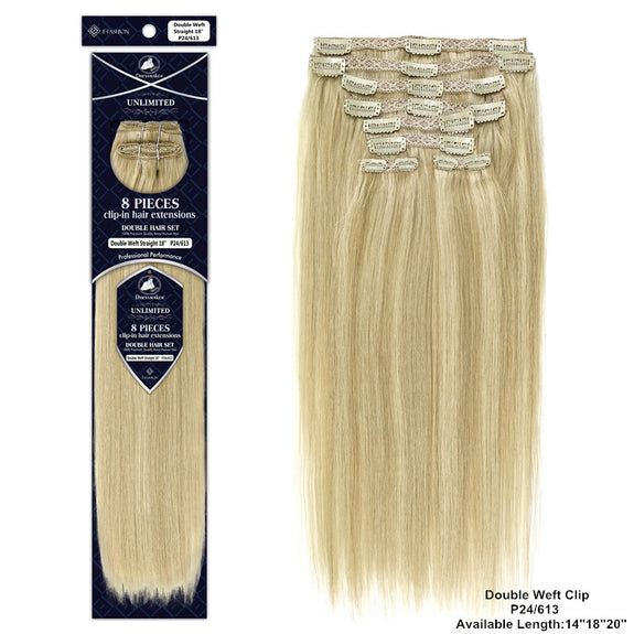 DRESSMAKER 8 PIECES CLIP-IN-HAIR EXTENSIONS DOUBLE WEFT STRAIGHT