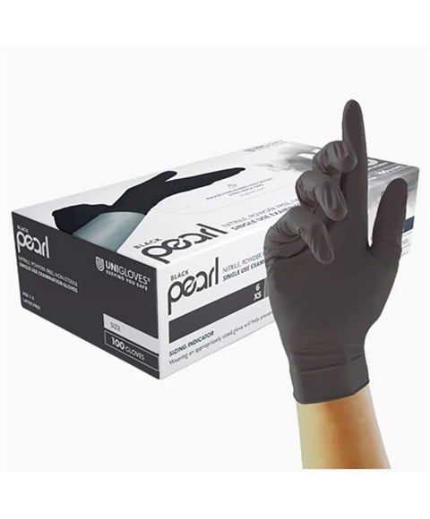 UNI GLOVES BLACK PEARL NITRILE DISPOSABLE GLOVES