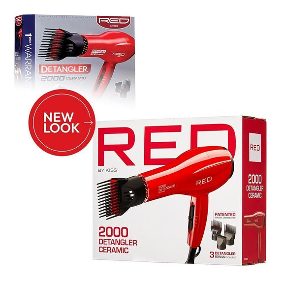 RED BY KISS 2000 Ceramic Detangler Dryer 3 Styling Attachments