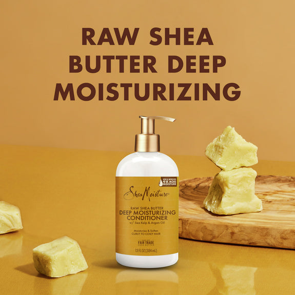 Sheamoisture Raw Shea Butter Hair Care Kit - Sulfate Free Shampoo, Conditioner, Detangler with Sea Kelp and Argan Oil for Curly, Dry, and Damaged Hair