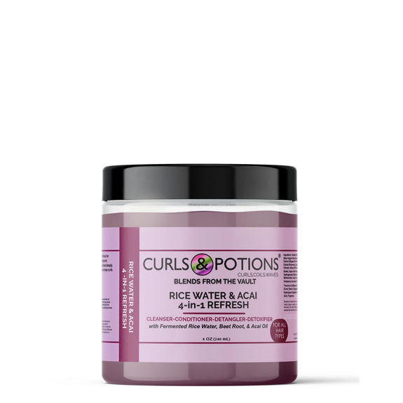 CURLS & POTIONS BLENDS: RICE WATER & ACAI 4-IN-1 REFRESH-8 OZ