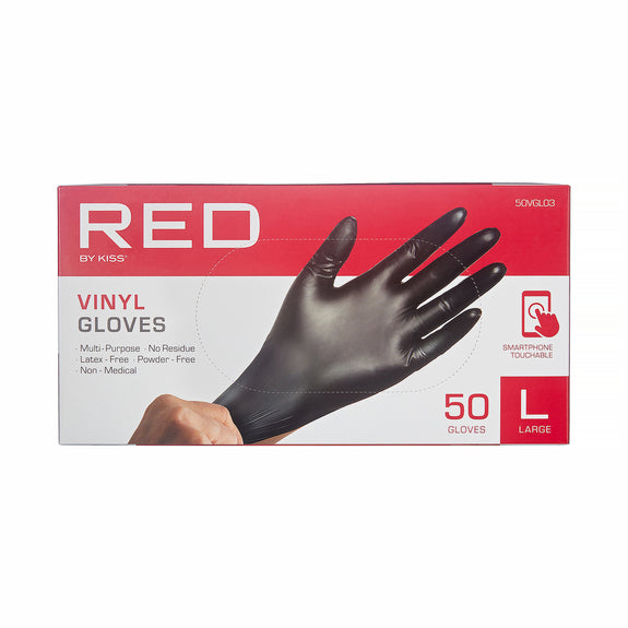 RED BY KISS Black Vinyl Gloves (50pcs)