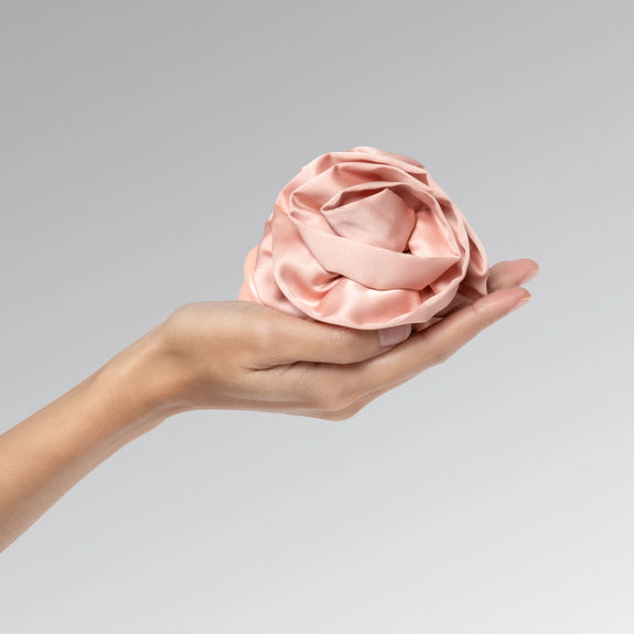 Kitsch Satin Rosette Medium Flat Cloud Clip - Terracotta