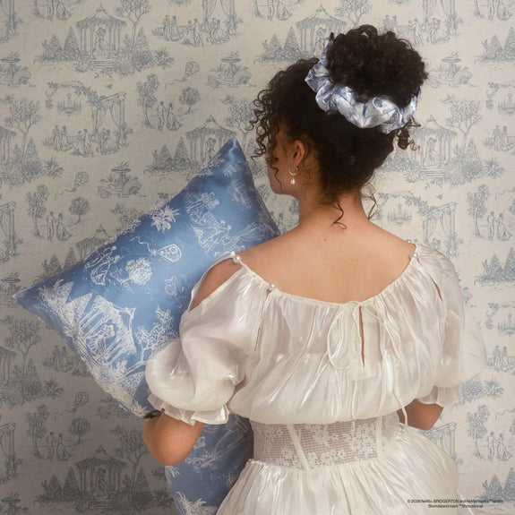 Kitsch Bridgerton X Satin Pillow Scrunchies in Toile in Bloom