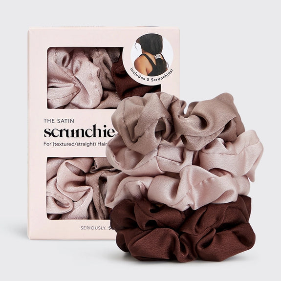 KITSCH Satin Sleep Scrunchies 5pc- Cameo