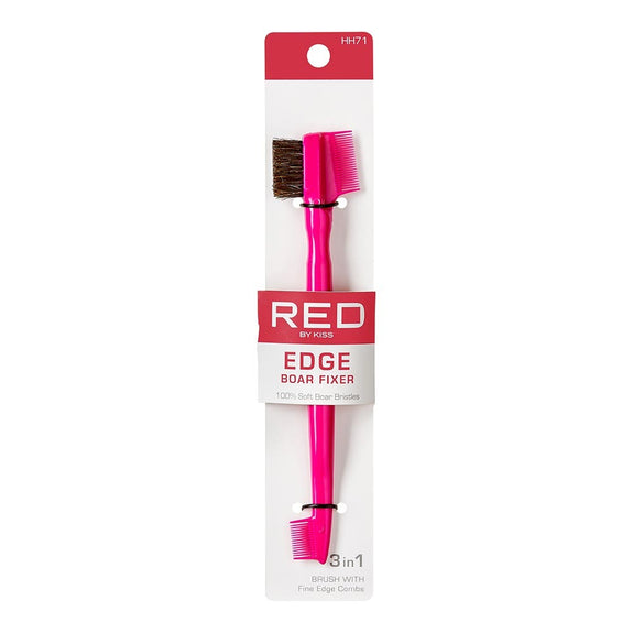 RED BY KISS Professional 3-in-1 Edge Brush  100% Boar Bristles