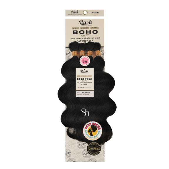 RUSH 100% VIRGIN BRAZILIAN BOHO BRAIDS BODY WAVE BULK 17"-19"