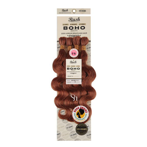 RUSH 100% VIRGIN BRAZILIAN BOHO BRAIDS BODY WAVE BULK 17"-19"