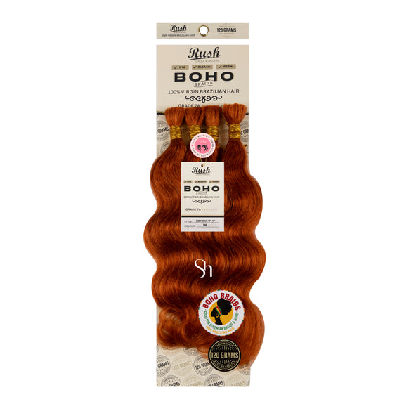 RUSH 100% VIRGIN BRAZILIAN BOHO BRAIDS BODY WAVE BULK 17"-19"