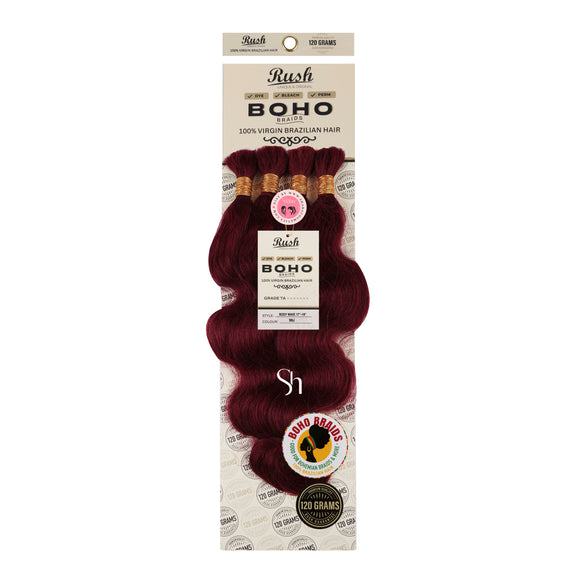 RUSH 100% VIRGIN BRAZILIAN BOHO BRAIDS BODY WAVE BULK 17"-19"