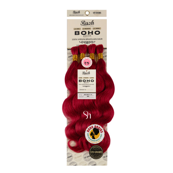 RUSH 100% VIRGIN BRAZILIAN BOHO BRAIDS BODY WAVE BULK 17"-19"