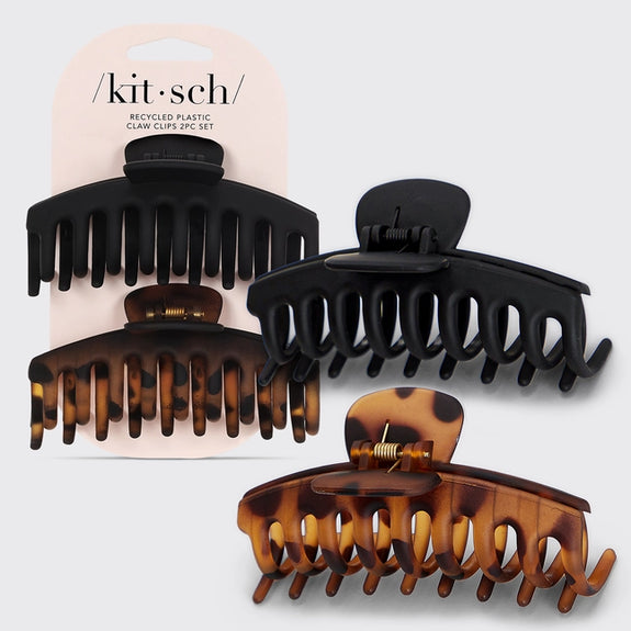 kitsch Recycled Plastic Oversized Matte Claw Clips 2pc Set